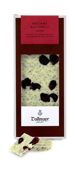 Madame Butterfly Weiße Schokolade mit Cranberries und Mohn Dallmayr