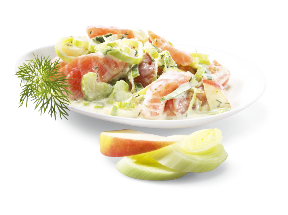 Räucherlachs, Apfel, Sellerie Räucherlachs, Apfel, Sellerie