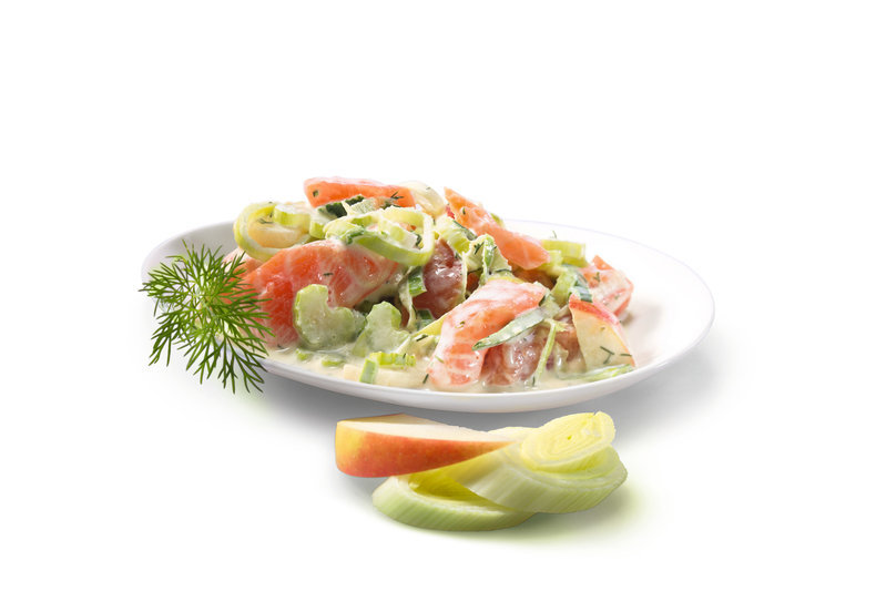Räucherlachs, Apfel, Sellerie Räucherlachs, Apfel, Sellerie