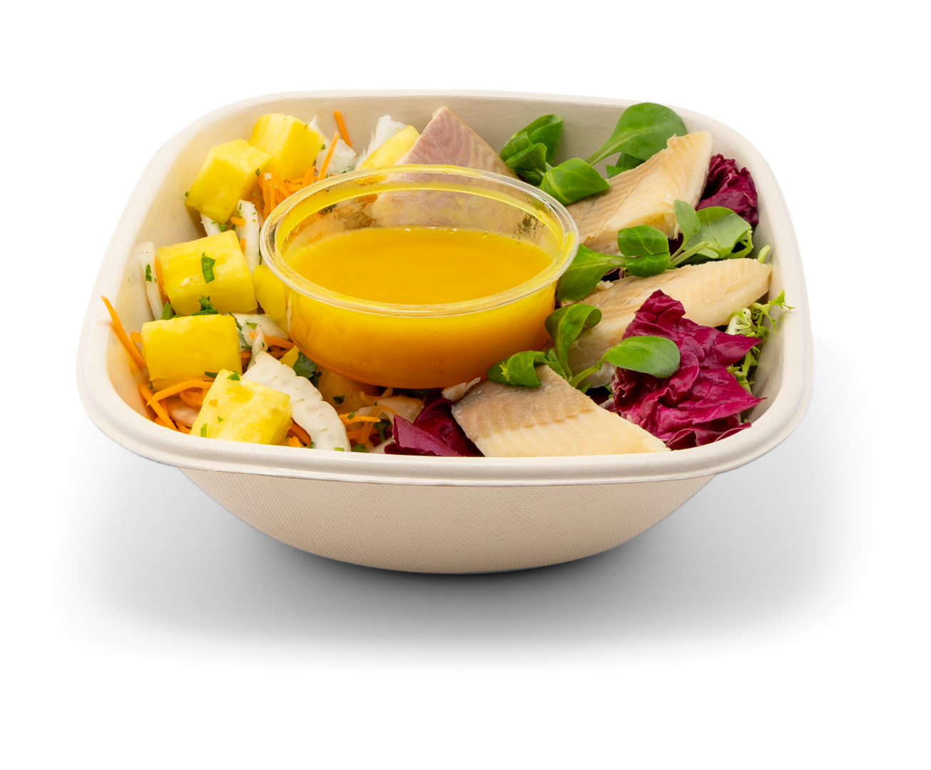 Image of Geräucherte Forelle mit Fenchel-Karotten-Salat und Orangen-Currydressing