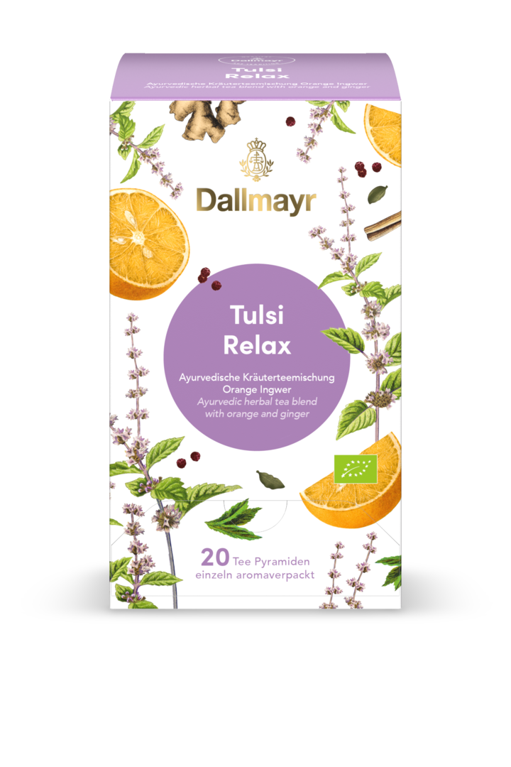 Image of Tulsi Relax Bio Ayurvedische Kräuterteemischung Orange - Ingwer