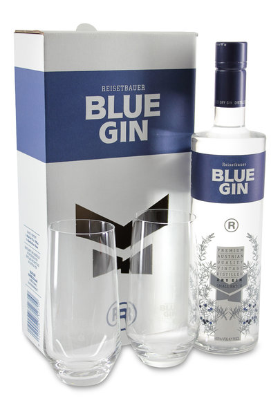 Reisetbauer Blue Gin + 2 Blue Gin Gläser Reisetbauer Blue Gin + 2 Blue Gin Gläser