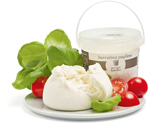 Burratina Pugliese Weichkäse aus pasteurisierter Kuhmilch, mind. 50% Fett i. Tr. Burratina Pugliese Weichkäse aus pasteurisierter Kuhmilch, mind. 50% Fett i. Tr.