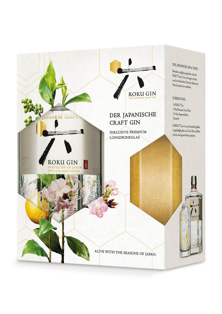 Roku Gin mit Premium Longdrinkglas Roku Gin mit Premium Longdrinkglas