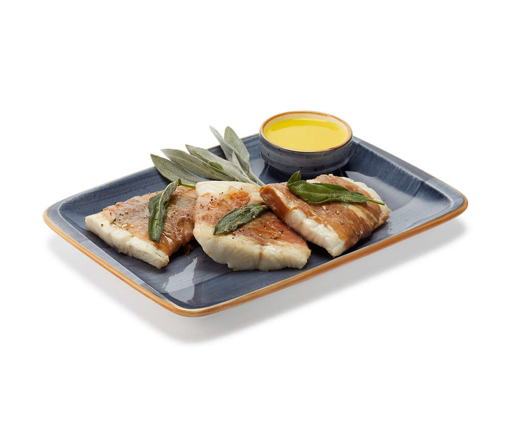 Saltimbocca vom Zander mit Safransauce Saltimbocca vom Zander mit Safransauce