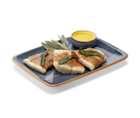 Saltimbocca vom Zander mit Safransauce Saltimbocca vom Zander mit Safransauce