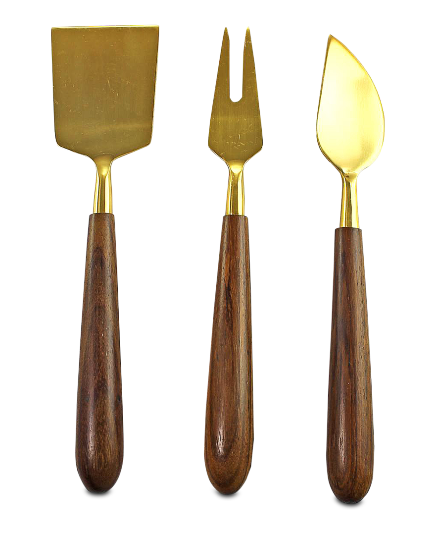 Image of Käseset gold mit Holzgriff