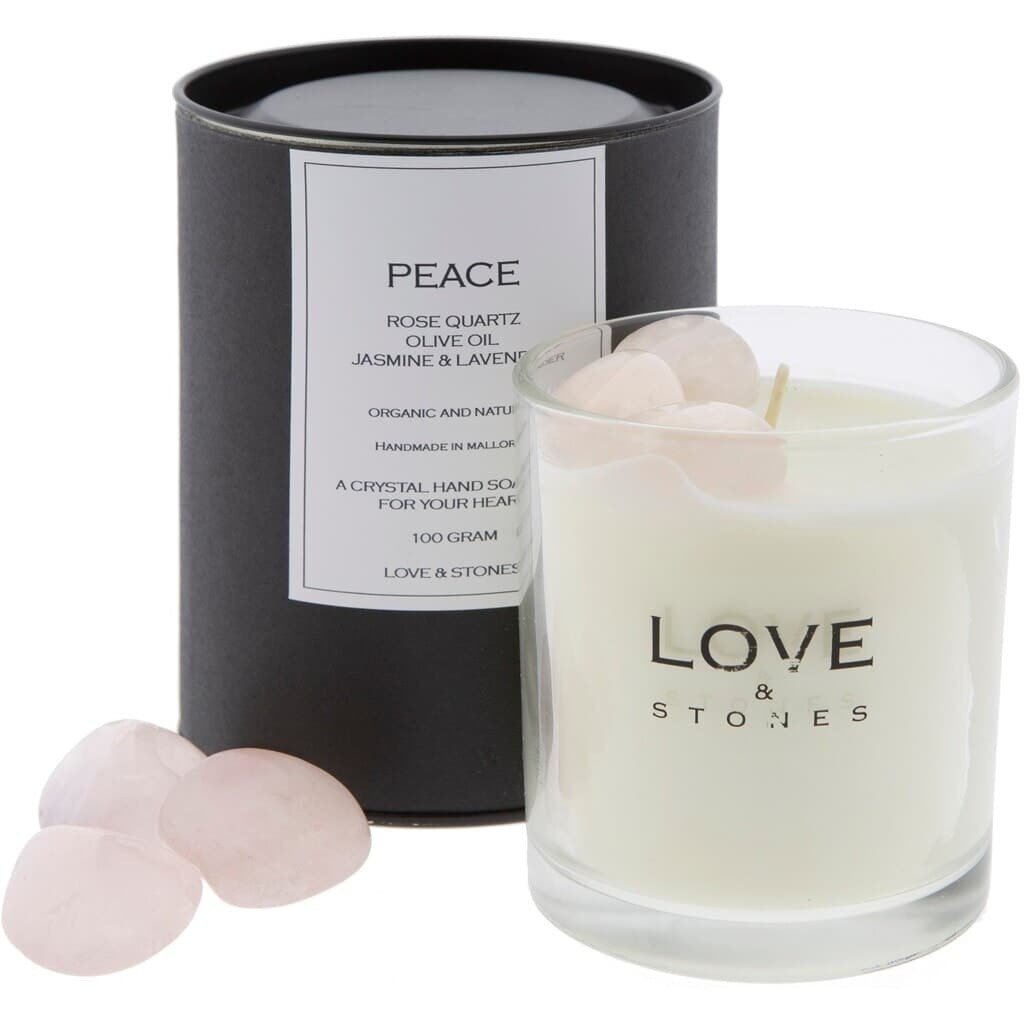 Duftkerze Peace Rosenquarz Glas Love and Stones