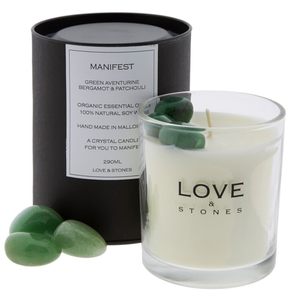 Duftkerze Aventurin Kristall Glas Love and Stones