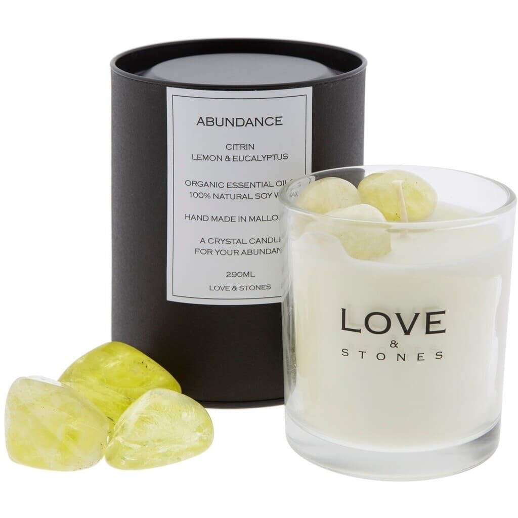 Duftkerze Abundance Citrin Glas Love and Stones