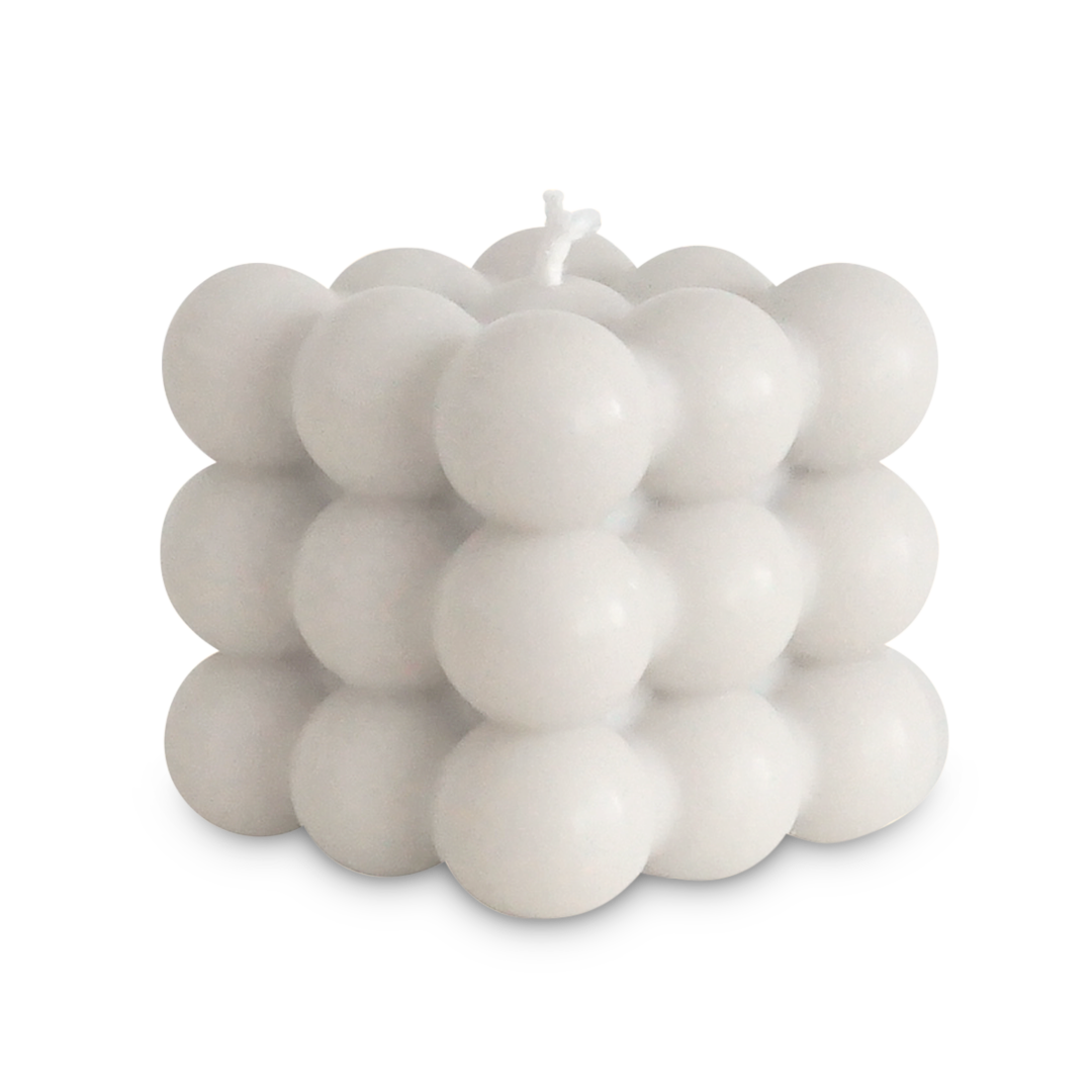 Bubble Kerze Austern weiß 6x6cm