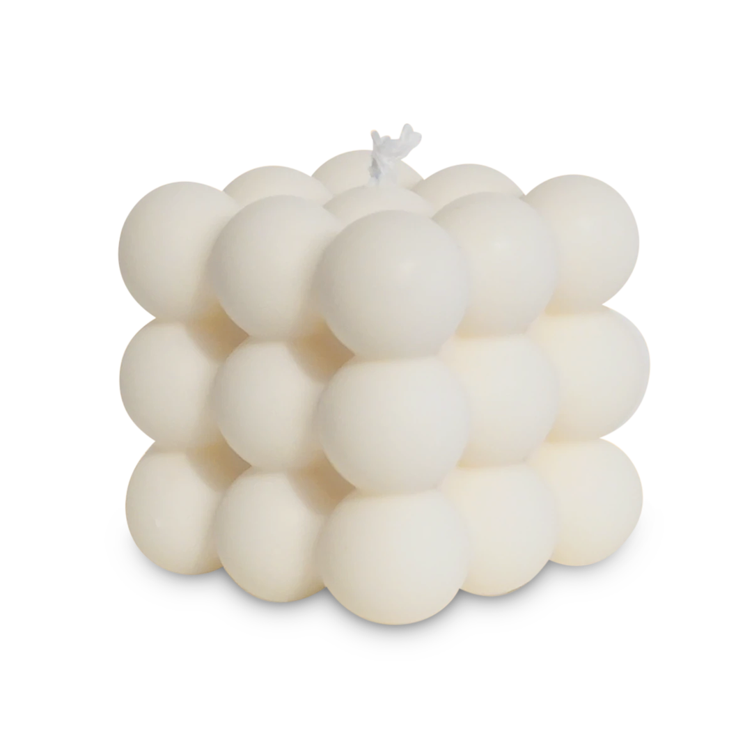 Bubble Kerze weiß 6x6cm