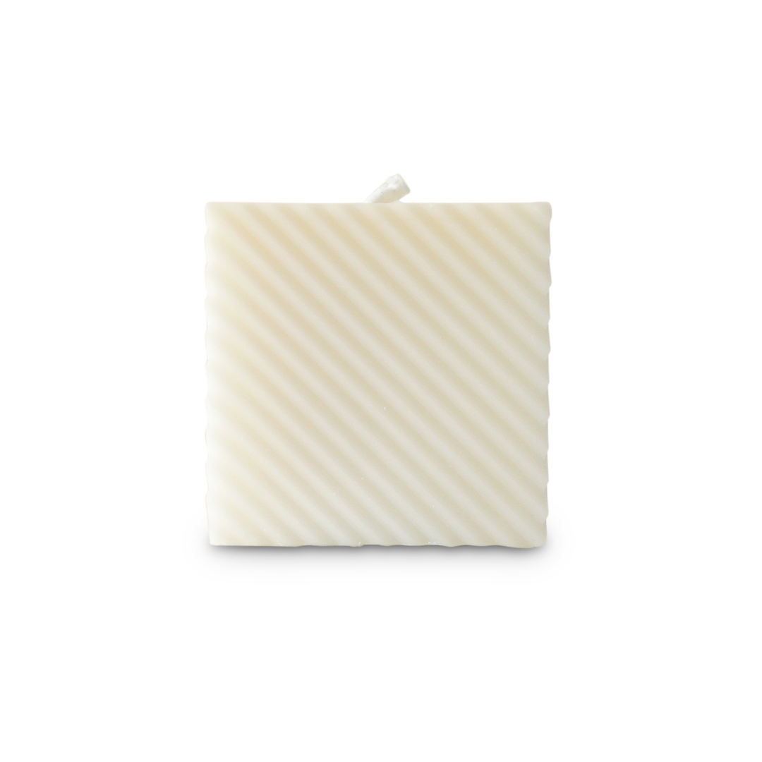 Cube Kerze Austern weiß 5x5cm