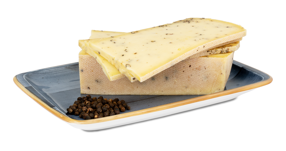 Raclette mit Portwein und Pfeffer (am Stück) mind. 45% Fett i. Tr. Raclette mit Portwein und Pfeffer (am Stück) mind. 45% Fett i. Tr.