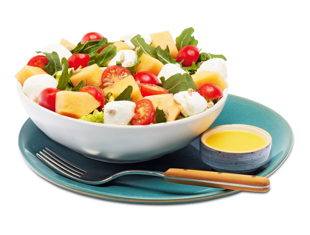Sommersalat Melone, Tomate mit Limettendressing Sommersalat Melone, Tomate mit Limettendressing