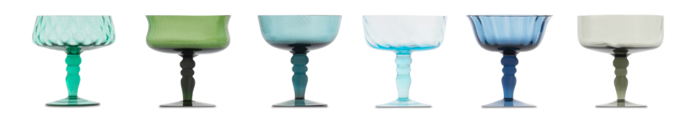 Coupe Champagne 6er Set Blau Grün Bitossi 11cm Coupe Champagne 6er Set Blau Grün Bitossi 11cm