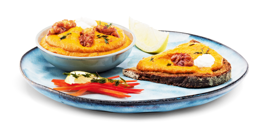 Paprika, Walnuss, Zitronen Crème Paprika, Walnuss, Zitronen Crème
