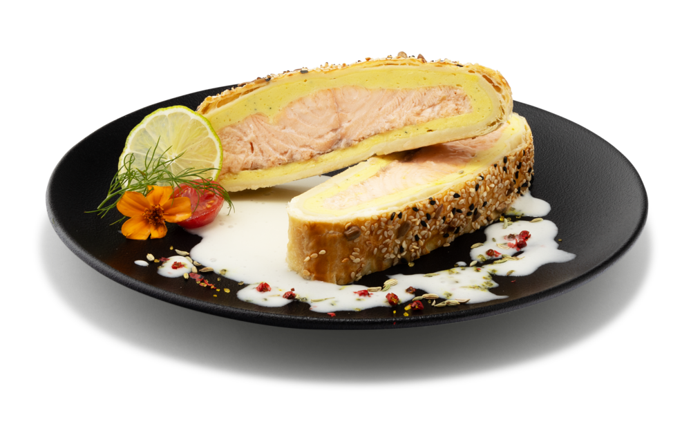 Lachs im Blätterteig, Weißwein Sauce Lachs im Blätterteig, Weißwein Sauce