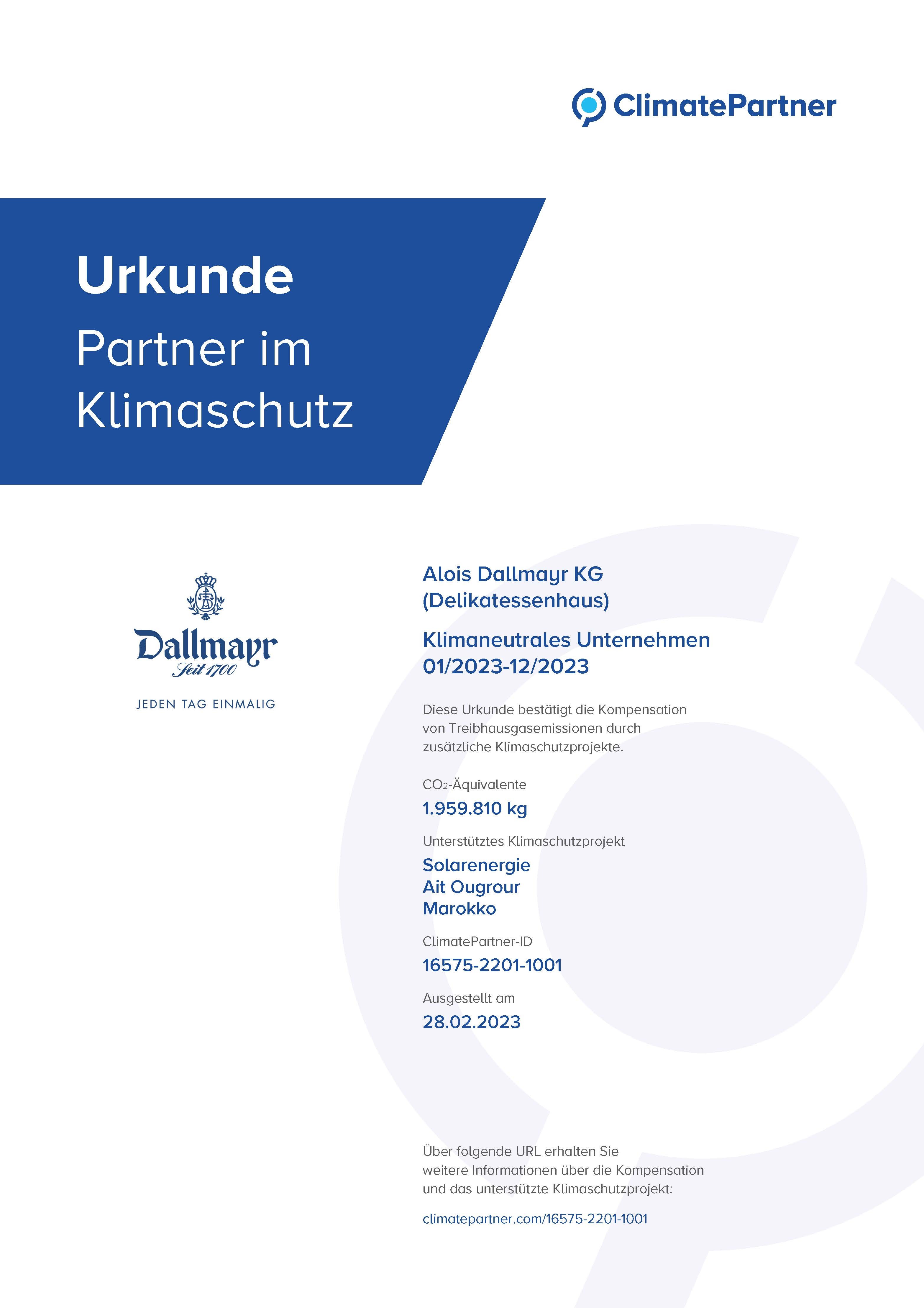 Kimaneutrales_Unternehmen_ClimatePartner_Urkunde_2023