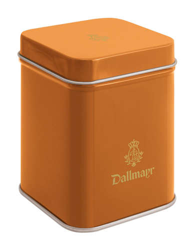 Teedose leer, orange Dallmayr Logo, Inhalt 50g Teedose leer, orange Dallmayr Logo, Inhalt 50g