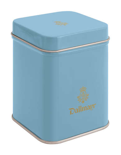 Teedose leer, hellblau Dallmayr Logo, Inhalt 50g Teedose leer, hellblau Dallmayr Logo, Inhalt 50g