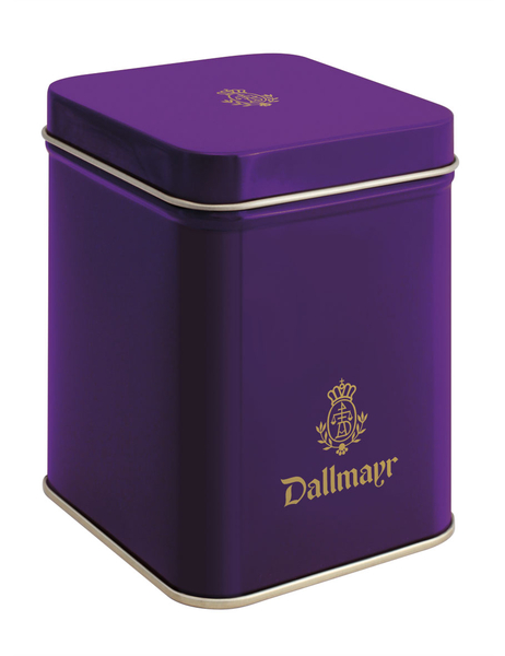 Teedose leer, lila Dallmayr Logo, Inhalt 50g