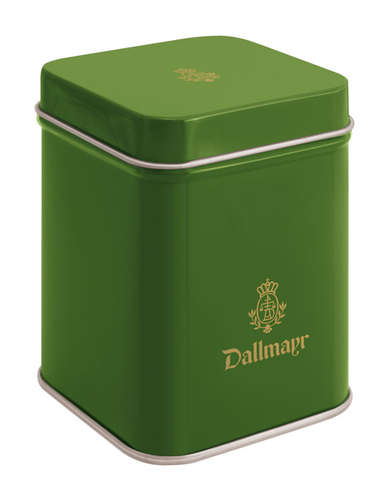 Teedose leer, dunkelgrün Dallmayr Logo, Inhalt 50g Teedose leer, dunkelgrün Dallmayr Logo, Inhalt 50g