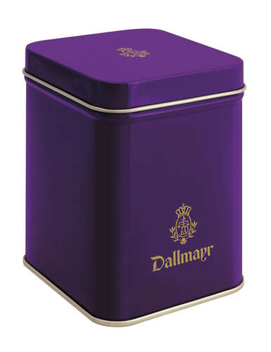 Teedose leer, lila Dallmayr Logo, Inhalt 100g Teedose leer, lila Dallmayr Logo, Inhalt 100g