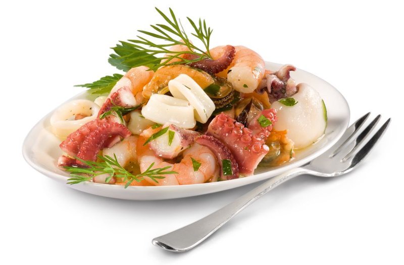 Garnele, Oktopus, Muschel Garnele, Oktopus, Muschel