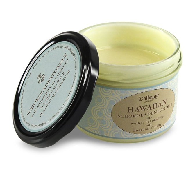 Schokoladenfondue Hawaiian mit Bourbon Vanille Schokoladenfondue Hawaiian mit Bourbon Vanille