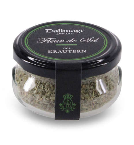 Fleur de Sel Salzblüten aus Meersalz mit Kräutern Fleur de Sel Salzblüten aus Meersalz mit Kräutern