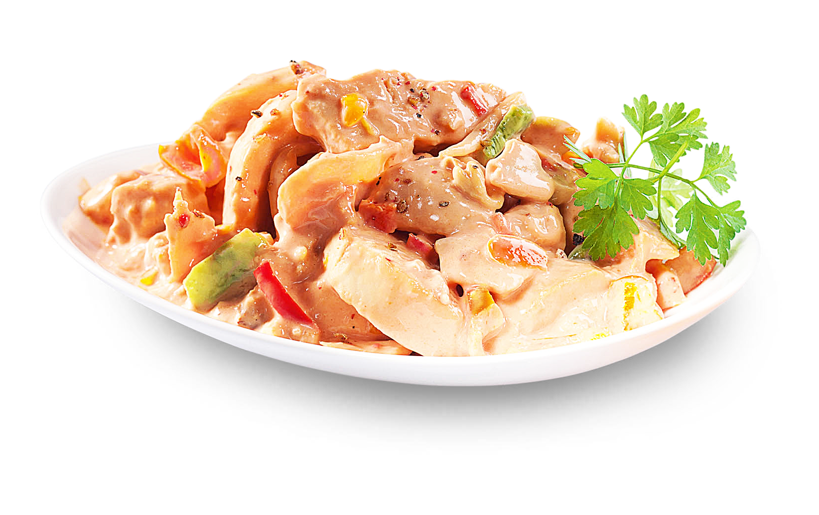 Huhn, Mandarine, Paprika
 