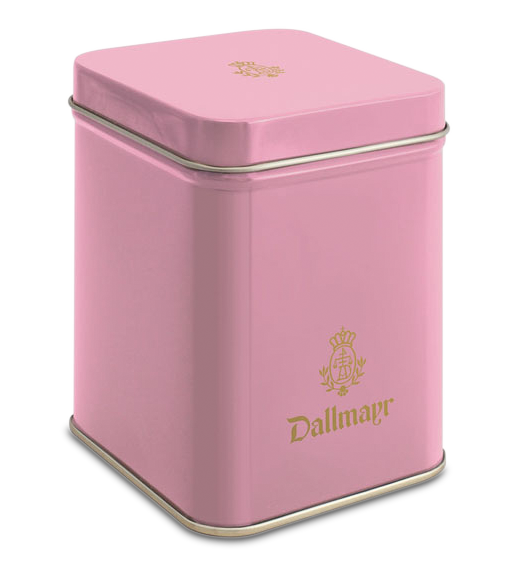 Teedose leer, altrosa Dallmayr Logo, Inhalt 100g