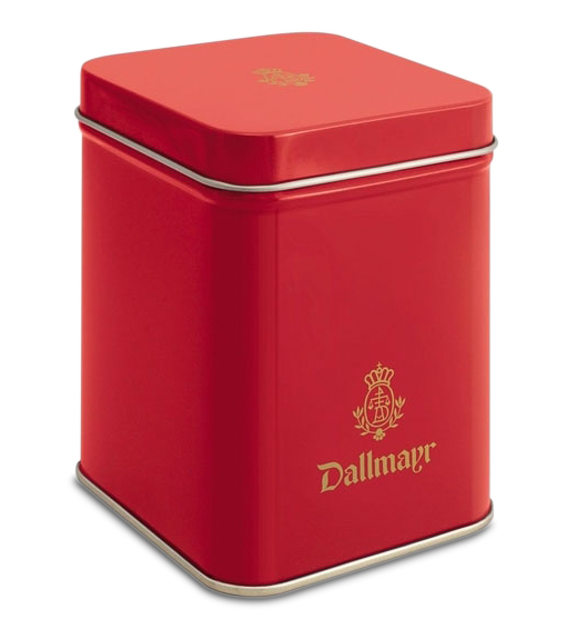 Teedose leer, rot Dallmayr Logo, Inhalt 50g