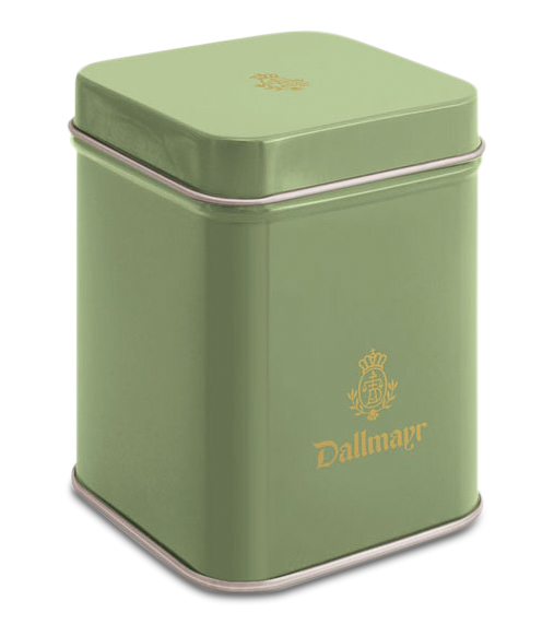 Teedose leer, hellgrün Dallmayr Logo, Inhalt 50g