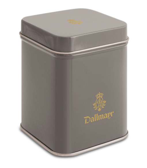 Teedose leer, hellgrau Dallmayr Logo, Inhalt 50g