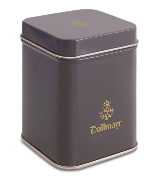Teedose leer, dunkelgrau Dallmayr Logo, Inhalt 50g