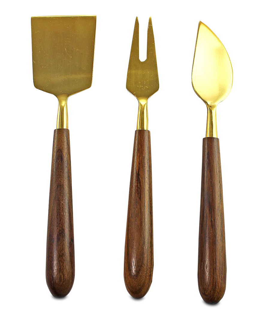 Käseset gold mit Holzgriff 