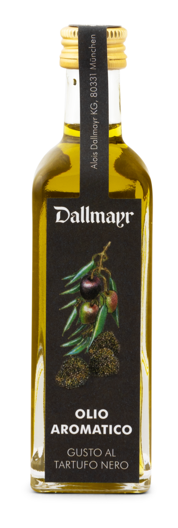 Olivenöl mit dem Geschmack von schwarzem Trüffel