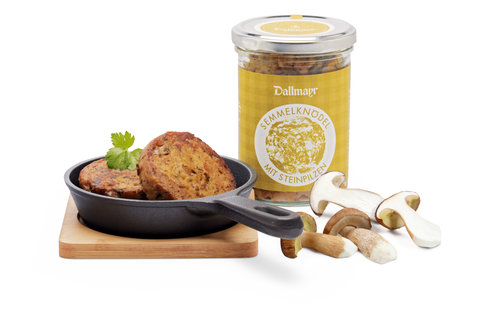 Semmelknödel mit Steinpilzen im Glas