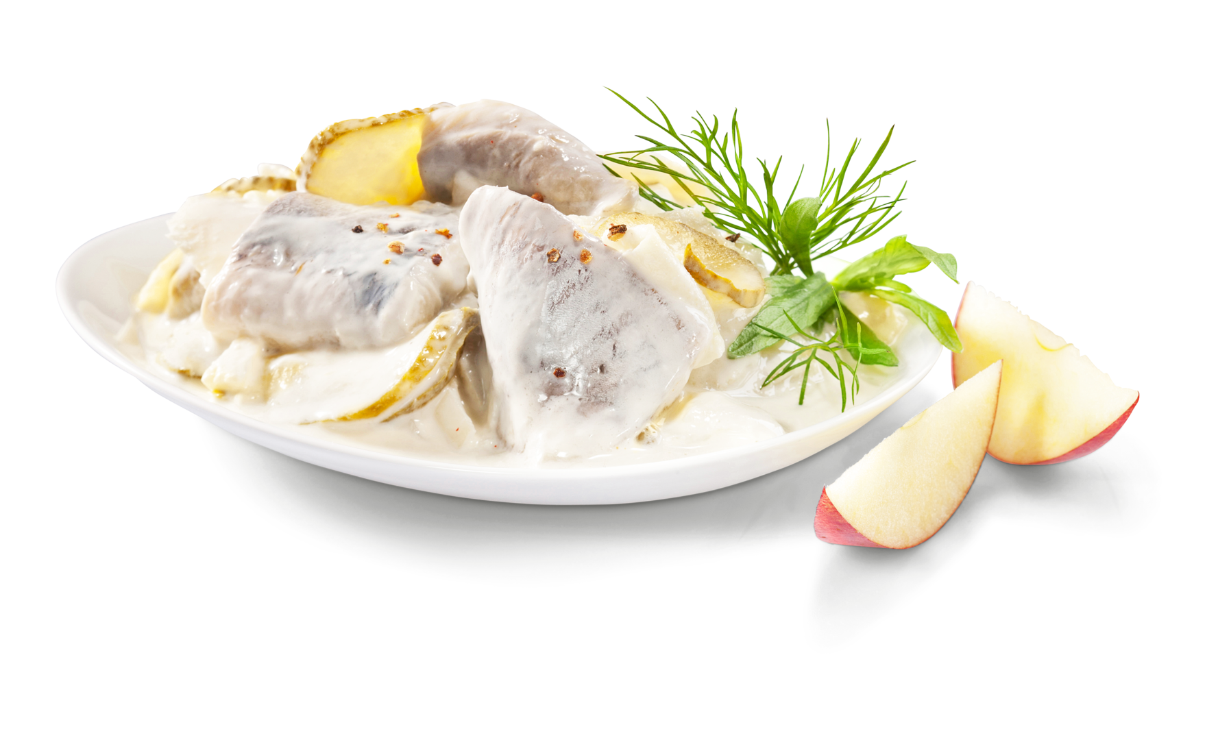 Hering, Apfel, Sauerrahm
 