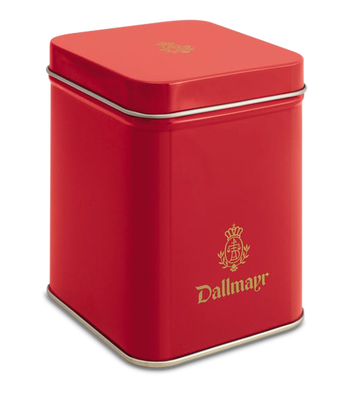 Teedose leer, rot Dallmayr Logo, Inhalt 100g